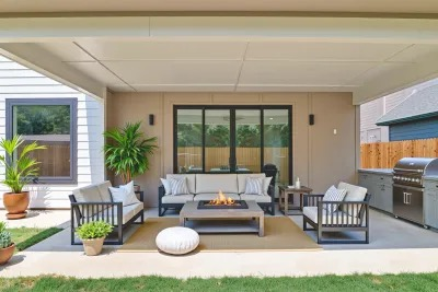 Back patio with covered area